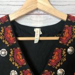 Anthropologie  Rala Embellished Medallion Dress Black & Red V-Neck XSP Photo 11