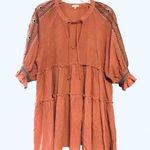 Anthropologie En Crème Cotton Paisley Embroider Boho Ruffled Hem Top Medium Photo 0