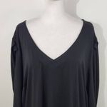 Ashley Stewart  Black Blouse with Tie Sleeves and Pleated Shoulders Size 18/20 Photo 1