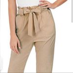 Maison Jules  NWT Paper Bag Pleated Cropped Belted Pants Large Brooklyn Beige Photo 9