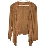 American Rag Light Brown Faux Suede Floral Cardigan Jacket Photo 0