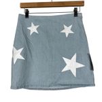 Le lis NWT  Mini Jean Skirt Womens S Light Wash Denim Star Print Y2K 90s Retro Photo 0