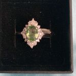 Sterling Silver Light green quartz and clear crystals ring. Size 8.  setting. Photo 3