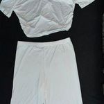 NWT White Two Piece Biker Shorts Set Size L Photo 0