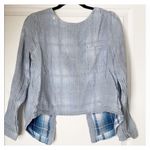 Cloth & Stone Womens Blue Stripe Double Layer Gauzy Cotton Split Back Top Size M Photo 0