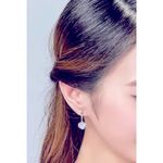 Boutique Platinum Plated 925 Sterling Silver Heart Diamond Simulant Dangle Earrings, NEW Photo 3