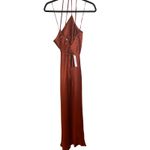 NEW! ASOS DESIGN cami maxi slip dress satin with lace up back in rust Orange Size 8 Photo 7