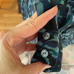 Dennis Basso Dennis By  Shear Blue Animal Print Tie Neck Blouse Size XXS Photo 4