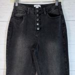 Forever 21 Pants Women 27 Black Denim Jeans Mega Flare Raw Hem Cotton Button Fly Photo 1
