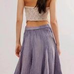 Free People NEW  Candace Midi Skirt Linen Blend Summer Stripe Purple Sz S Photo 1