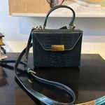 AQUA Emerald green crocodile embossed leather handbag Photo 2