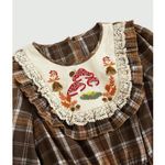 Romwe NWT Fairycore Women's Casual Plaid Patchwork Mushroom Embroidery Mini Dress Photo 2
