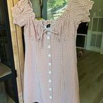 Majorelle  Gingham dress button down off shoulder sweetheart golden gal bow Photo 1