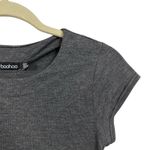 Boohoo  Womens Sz 4 Gray Short Sleeve Fitted Bodycon Knit Midi Dress Stretch Photo 3