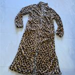 Leopard Print Robe Cozy house Full Zipper Two Pockets Lounger Wear Size 2 Brown Photo 15