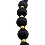 Vintage Strand Necklace Silk Satin Thread Black Wrapped Bead Gold Tone No Clasp Photo 2