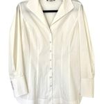 Lafayette 148 New York Ivory Button Up Shirt $448 Elegant Cuffs Women's Size 8 White Photo 0