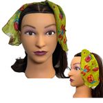Green Floral Silk Hair Scarf Headband 40 Inches by 7 Inches Photo 1