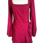 Princess Polly  Maroon Lined A-line Wrap Around Dress Women Size 8 | 40-24 Photo 0