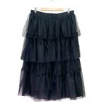 Arula Black Tiered Mesh Lace Midi Skirt Polka Dot Tulle A Photo 2