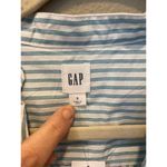 Gap  Womens Cotton Blouse Striped Teal White Bib Long Sleeve Size Small Photo 3