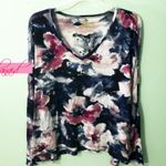 Show Me Your Mumu Floral V-Neck Long Sleeve Relaxed Swing Dolman Blouse Tunic L Photo 0