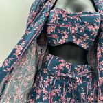 Free People  Poolside Navy Blue & Pink Floral 3 Piece Set Sz L‎ Photo 5