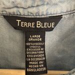 Terre Bleue Chambray Embroidered Floral Chambray Denim Dress L Boho Western Blue Size L Photo 2