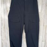 Zella Black Getaway Drawstring Cargo Pockets Button Closure Crop Pants Size L Photo 10