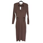 Abercrombie & Fitch NWT Abercrombie Cutout Midi Ribbed Sweater Dress in Taupe - Size XL Photo 3