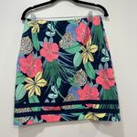 Talbots  Skirt 4 Floral Bright Cotton NWT $69.50 Navy Blue‎ Pink Tropical Modest Photo 1