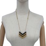 Madewell  Chevron Necklace Gold Tone and Black Adjustable Slider 36 Inch Photo 3
