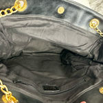 Monet  Black Gold Chain Pattern Tote Bag Vintage 80s Jewelry Print Large Cloth Photo 2