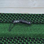 ZARA  Green and Black Geometric Knit Mini Skirt Medium Large Stretch Polka Dot Photo 4