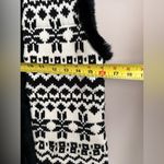 Talbots  Cable Knit Fair Isle Vest with Fur Trim Black/White NWT Size XS Photo 6
