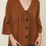 Hayden  Los Angeles boutique ruffle button down blouse bell sleeve size M NWT bur Photo 0