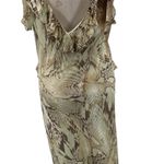 ZARA  Dress Snake Animal Print‎ Slip Midi Beige Tan Brown Ruffle Size Medium Photo 10