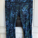 Lululemon  Run Leggings Womens Top Speed Crop Blue Green‎ Floral Backdrop Size 4 Photo 0