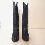 Black Studded Western Boots Women Cowboy Style Mid Calf Pull On Size 8 Photo 2