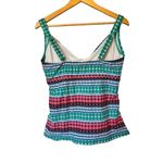 Lands' End EUC  Teal Striped Underwire Wrap Tankini SWIM TOP 14 DD Bathing Suit Photo 1