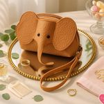Tan Elephant Coin Purse Wristlet | Vegan Leather Cardholder NWT Photo 0