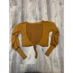 Free People  Mustard Yellow Fuzzy Cropped Open Back Sweater XS Photo 1