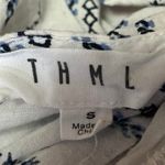 THML Bogo White Blue Striped Embroidered Short Flutter Sleeve Blouse Top Size S Photo 2
