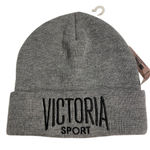 Victoria's Secret  Victoria Sport Logo Knit Beanie Hat Cap Women OS Gray Black NWT Photo 0