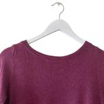 Heather Modal Trendy Burgundy Knit High Low Front Wrap Pleated Crewneck SZ S Purple Photo 1