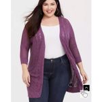 Torrid Pointelle Boyfriend Cardigan Women 2X Purple Open Knit Whimsigoth Fairy Photo 6