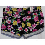 L.E.I. Junior Ashley Low Rise Black Floral Shorts Treat with Love‎ Size 15 Photo 1