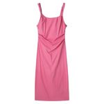 ZARA Twisted Straps Straight Cotton Dress Pink Sleeveless Round Neck Midi Sz XL Photo 1