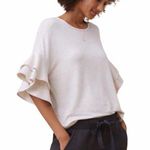Lou & grey Women's Signature Soft Tipped Ruffle Cream Top Size Small Photo 0