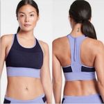 Athleta  | Cross Train Bikini Top Zip Back Periwinkle & Navy Blue Women’s Size M Photo 2
